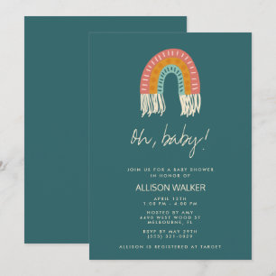 Faire-part de Baby Shower Bohème Arc-en-Ciel Genre