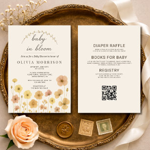 Faire-part de Baby Shower Bohème "Baby In Bloom" t
