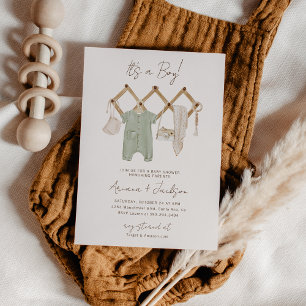 Faire-part de Baby Shower Bohème pour un Petit Gar
