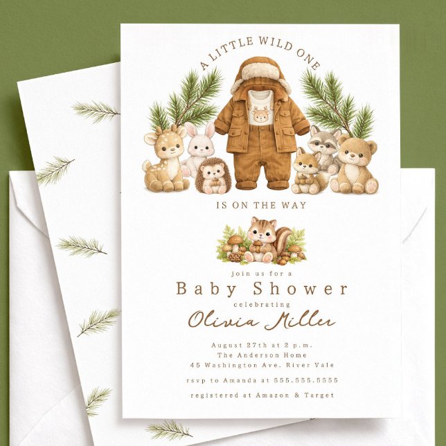 Faire-part de Baby Shower Bois Bébé Garçon Rustiqu (Créateur téléchargé)