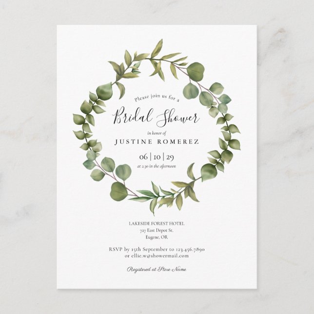 Faire-part de Baby Shower Bois de Eucalyptus (Devant)