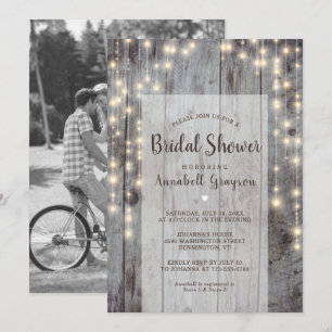 Faire-part de Baby Shower Bois Lumières Rustique P