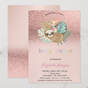 Faire-part de Baby Shower Bokeh Rose Gold Paresseu
