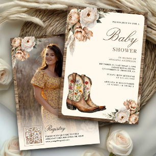 Faire-part de Baby Shower Bottes de Cowboy de l'Ou