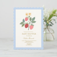 Faire-part de Baby Shower Bouquet de Fraises Fleur