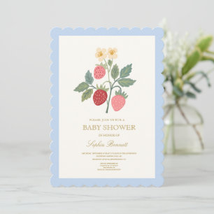 Faire-part de Baby Shower Bouquet de Fraises Fleur