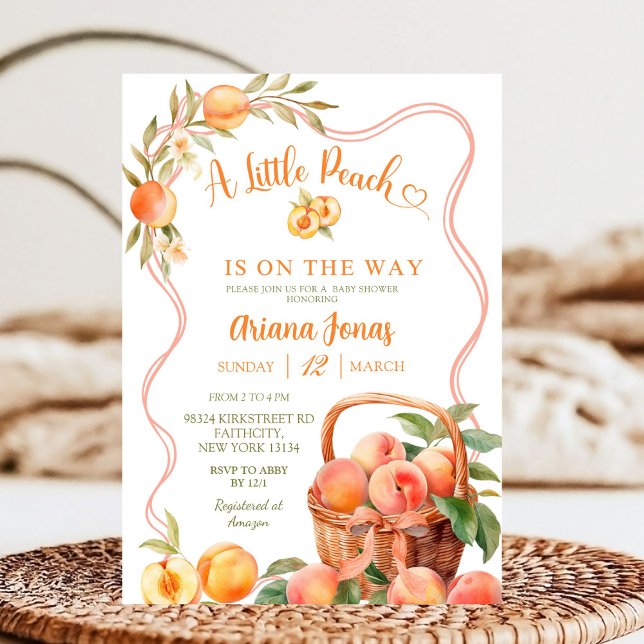 Faire-part de Baby Shower Bow Coquette Peach (Créateur téléchargé)