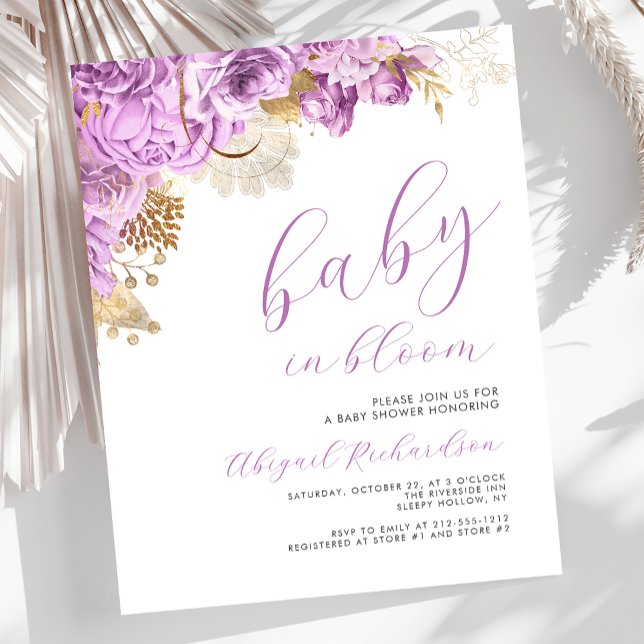 Faire-part de Baby Shower Budget Bébé en Fleur de  (Créateur téléchargé)