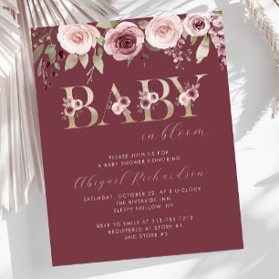 Faire-part de Baby Shower Budget Burgundy Blush Ba