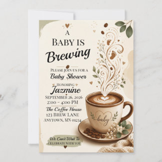Faire-Part de Baby Shower Café | Bébé est en Train