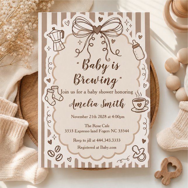 Faire-part de Baby Shower Café Neutre (Créateur téléchargé)