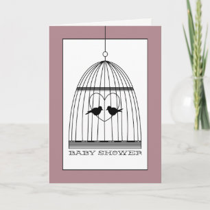 Faire-part de Baby Shower Cage à Oiseaux à Coeur V