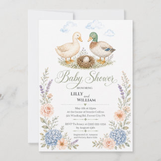 Faire-part de Baby Shower Canards avec un Nid