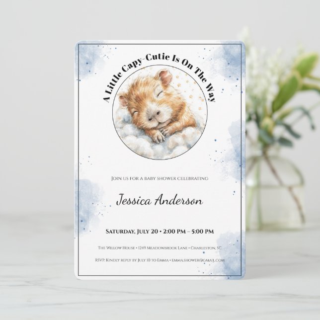 Faire-part de Baby Shower Capybara • Un Petit Chou (Debout devant)