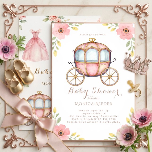 Faire-Part de Baby Shower Carrosse de Princesse (Créateur téléchargé)