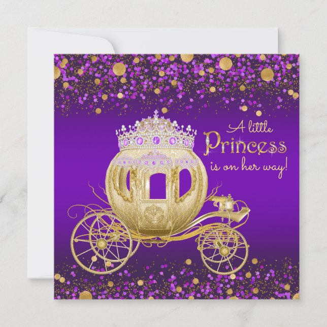 Faire-part de Baby Shower Carrosse de Princesse Vi (Devant)