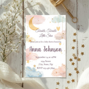 Faire-part de Baby Shower Céleste Aquarelle