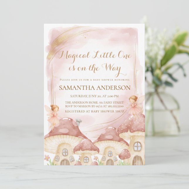 Faire-part de Baby Shower Champignon de la Forêt E (Debout devant)