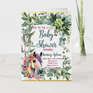 Faire-part de Baby Shower Cheval à l'aquarelle et
