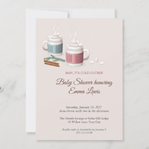 Faire-part de Baby Shower Chocolat Chaud et Guimau