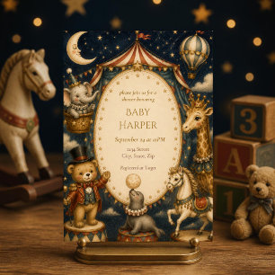 Faire-part de Baby Shower Cirque Vintage Fantais