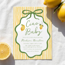 Faire-part de Baby Shower Citron Italien Ciao Baby