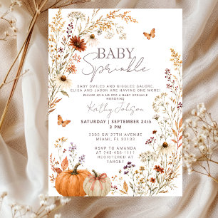 Faire-part de Baby Shower Citrouille Fleur Sauvage