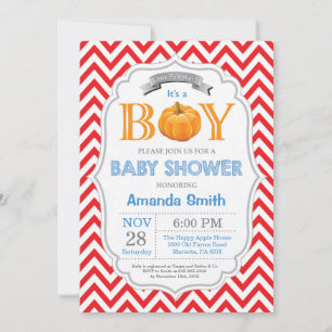 Faire-part de Baby Shower Citrouille Garçon Automn