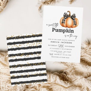 Faire-part de Baby Shower Citrouille Noir et Orang