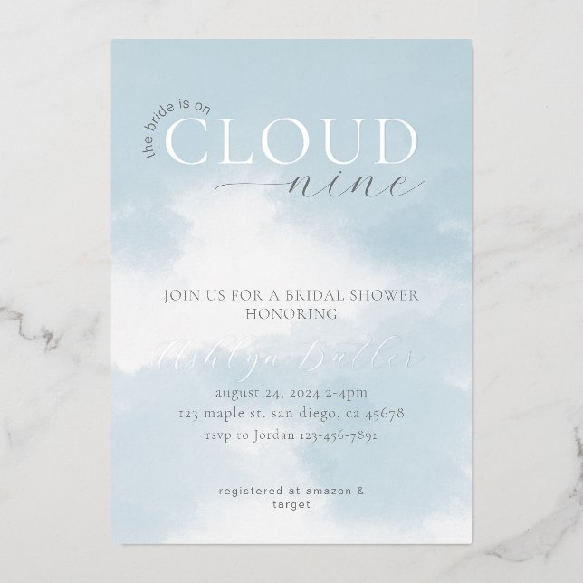 Faire-part de Baby Shower Cloud Nine (Recto)