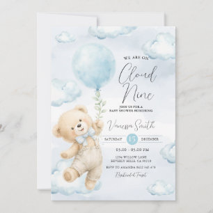 Faire-part de Baby Shower Cloud Nine Ourson Bleu