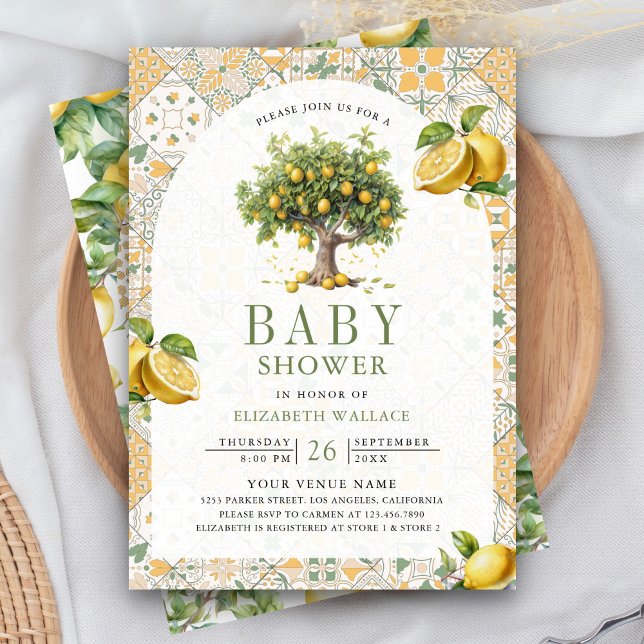 Faire-part de Baby Shower Code QR Arbre Citron Car (Créateur téléchargé)