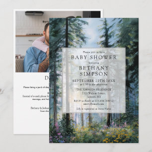 Faire-part de Baby Shower Code QR Photo de Forêt F