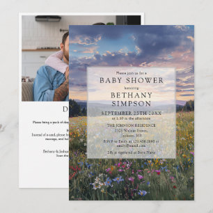 Faire-part de Baby Shower Code QR Photo de Prairie