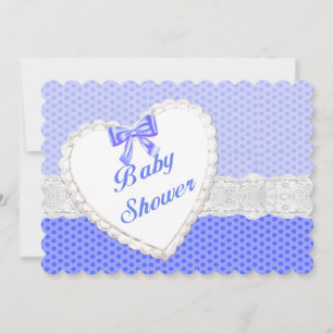 Faire-part de Baby Shower Cœur en Dentelle à pois