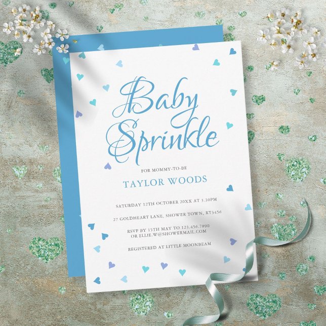 Faire-part de Baby Shower coeurs d'amour bleus mod (Créateur téléchargé)