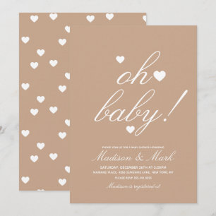 Faire-part de Baby Shower coeurs flottants minimal