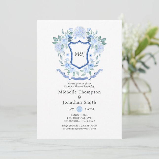 Faire-part de Baby Shower Couple avec Monogramme F (Debout devant)