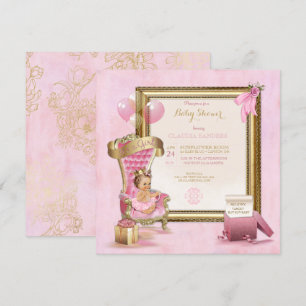 Faire-part de Baby Shower Couronne de Princesse Or