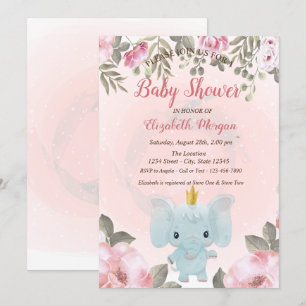 Faire-part de Baby Shower Couronne d'Éléphant Flor