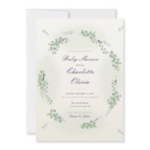 Faire-part de Baby Shower Couronne d'Eucalyptus La