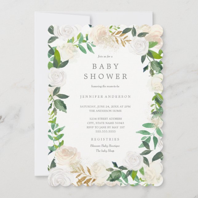 Faire-part de baby shower Couronne florale de jard (Devant)