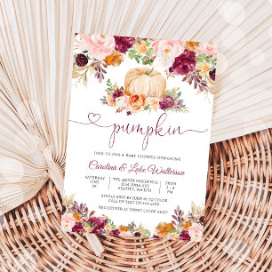 Faire-part de Baby Shower d'automne aux fleurs de