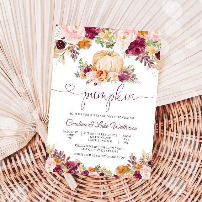 Faire-part de Baby Shower d'automne aux fleurs de  (Créateur téléchargé)