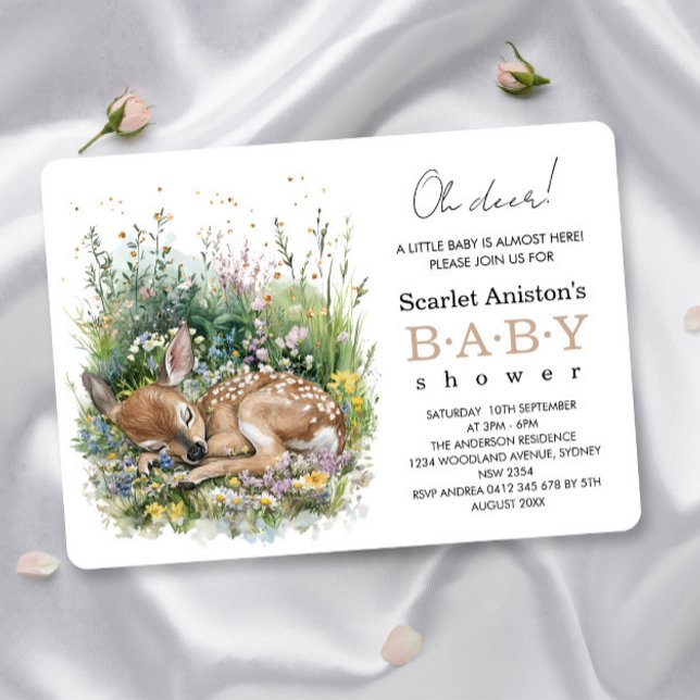 Faire-part de Baby Shower de bébé faon endormi mig (Créateur téléchargé)