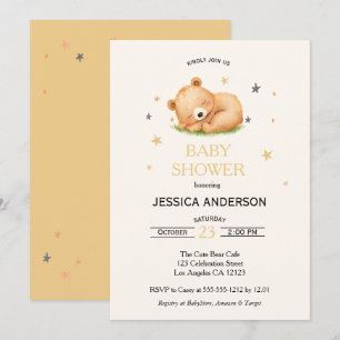 Faire-part de Baby Shower de l'Ours de bébé endorm