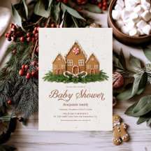 Faire-part de Baby Shower de Noël | Maison en pain