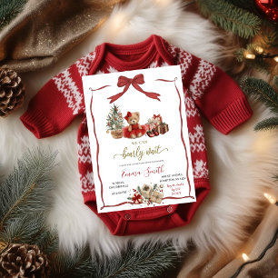 Faire-part de Baby Shower de Noël Ours en peluch