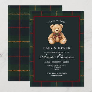 Faire-part de Baby Shower de Noël Ourson Luxueux