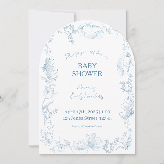 Faire-part de Baby Shower Delft Fantaisiste (Devant)